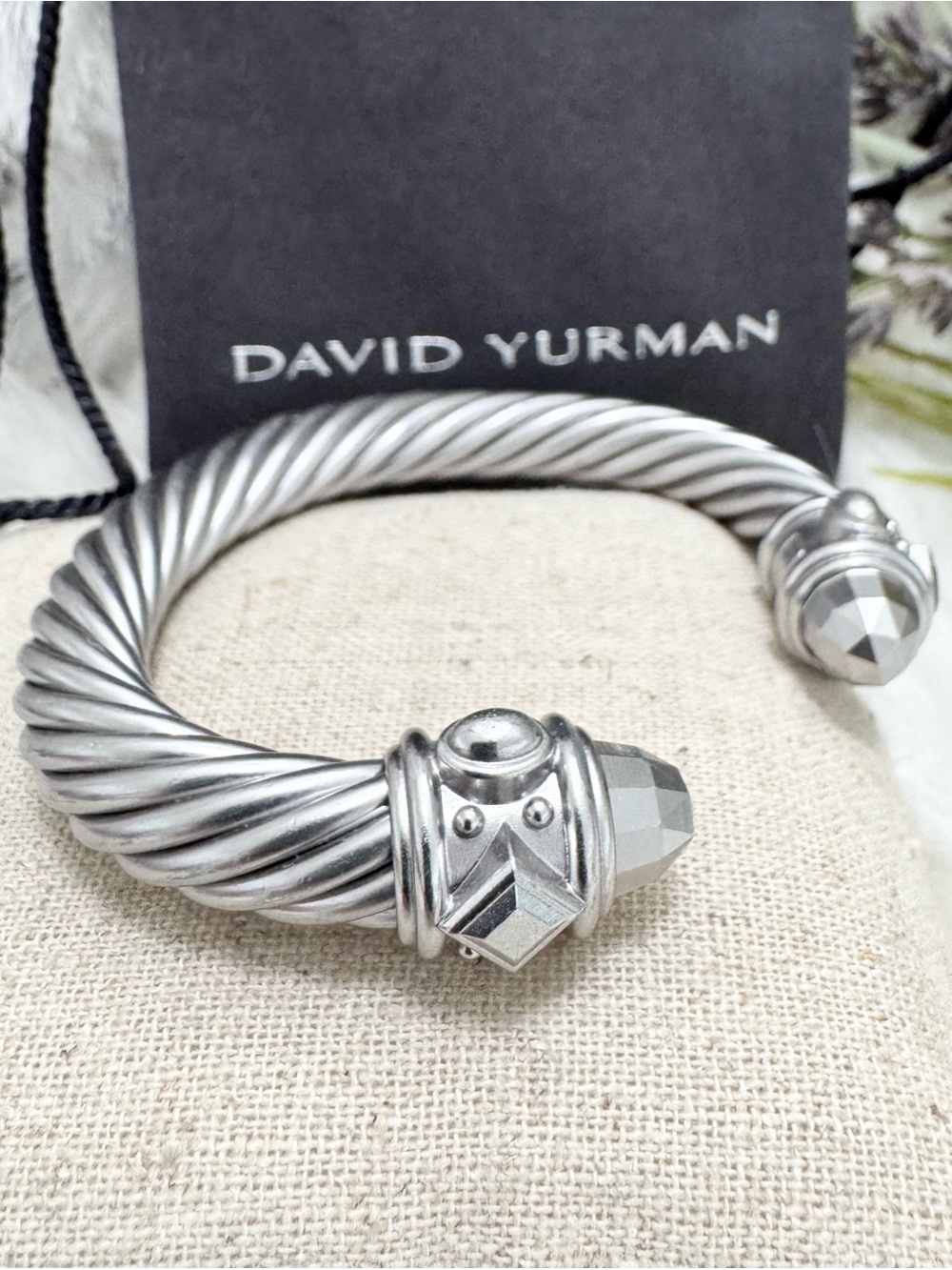 David Yurman 10mm Silver-Tone Aluminum Cable Cuff Renaissance Bracelet